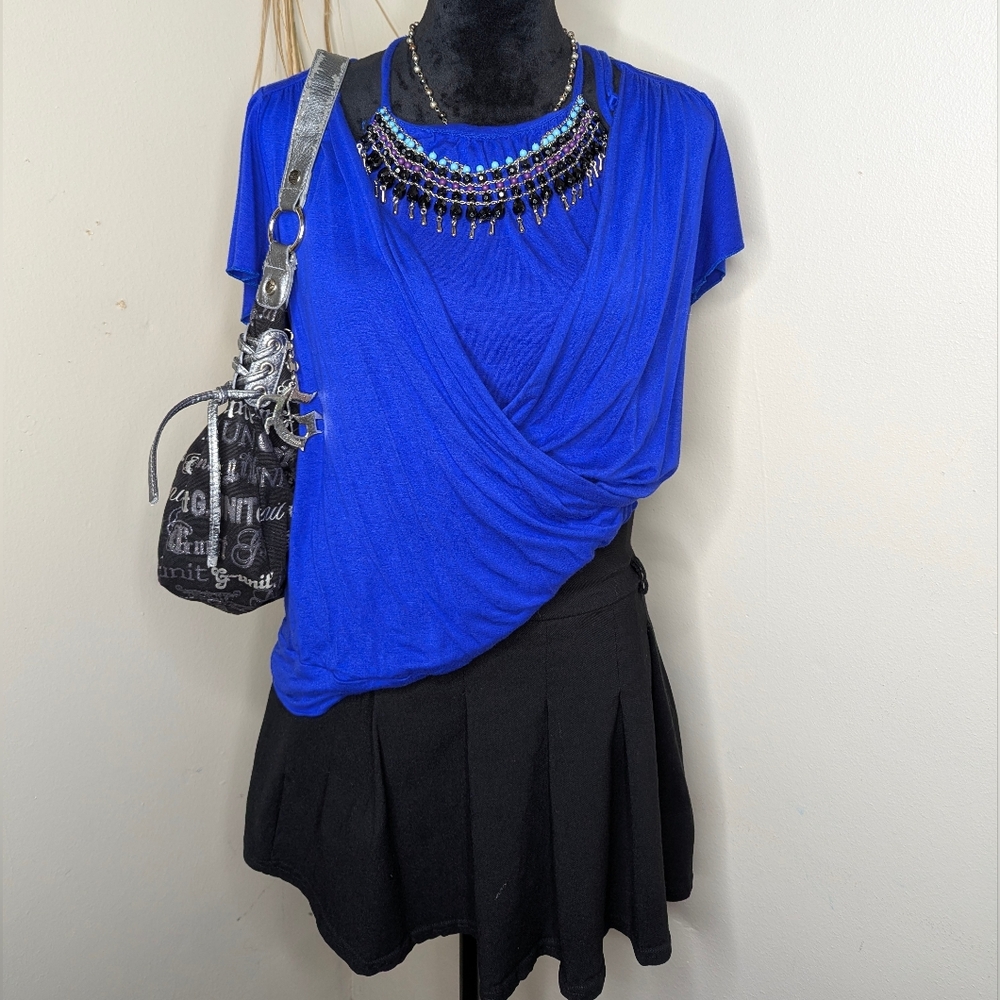 AGB Large Blue Beaded Top